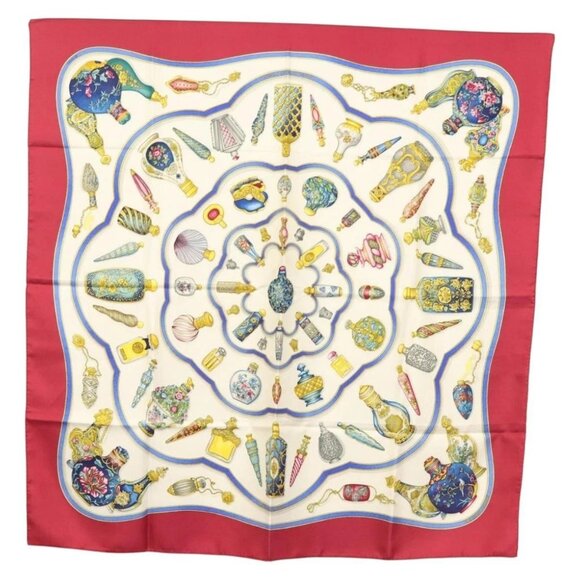 HERMES Carre 90 Scarf ""Qu'importe le Flacon"" Silk White Auth - Picture 1 of 16